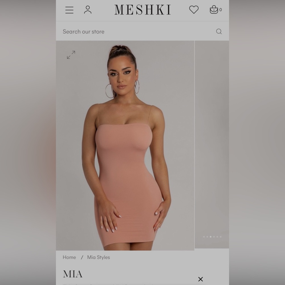 Meshki Mia Thin Strap Tan/Nude Mini Dress worn once & in very GOOD condition.